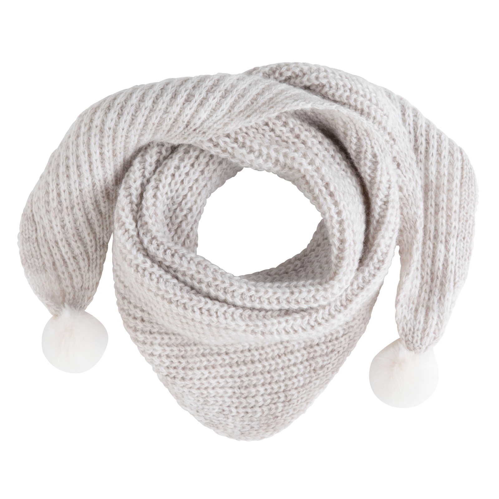 Triangle scarf with pompon Cool ecru - 3-36 months