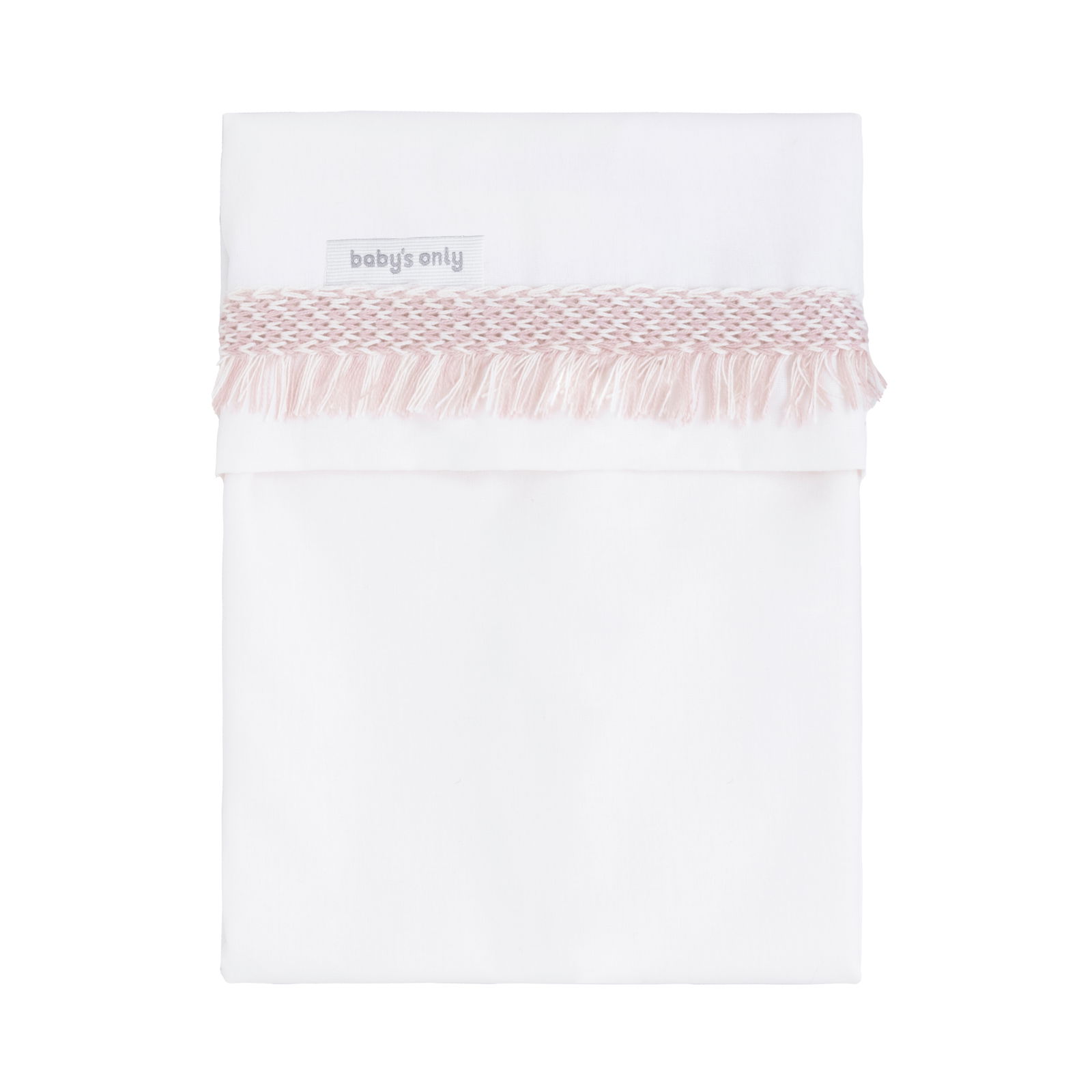 Baby crib sheet knitted ribbon Happiness old pink/ecru